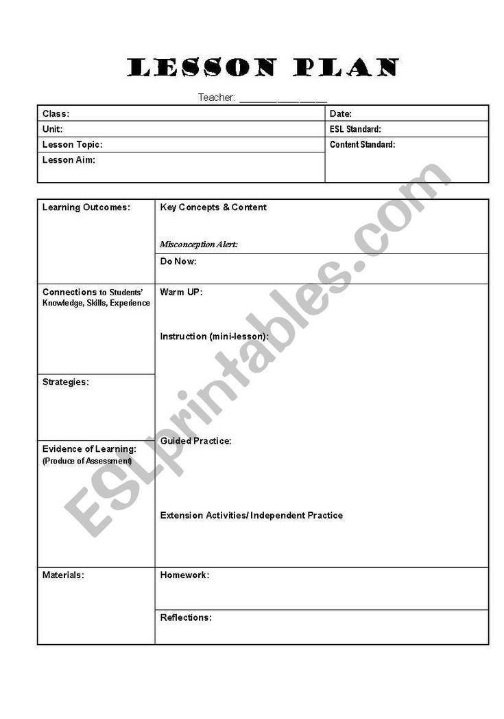 Lesson Plan Template Esl Worksheetgracie88 In Blank Unit With Blank 