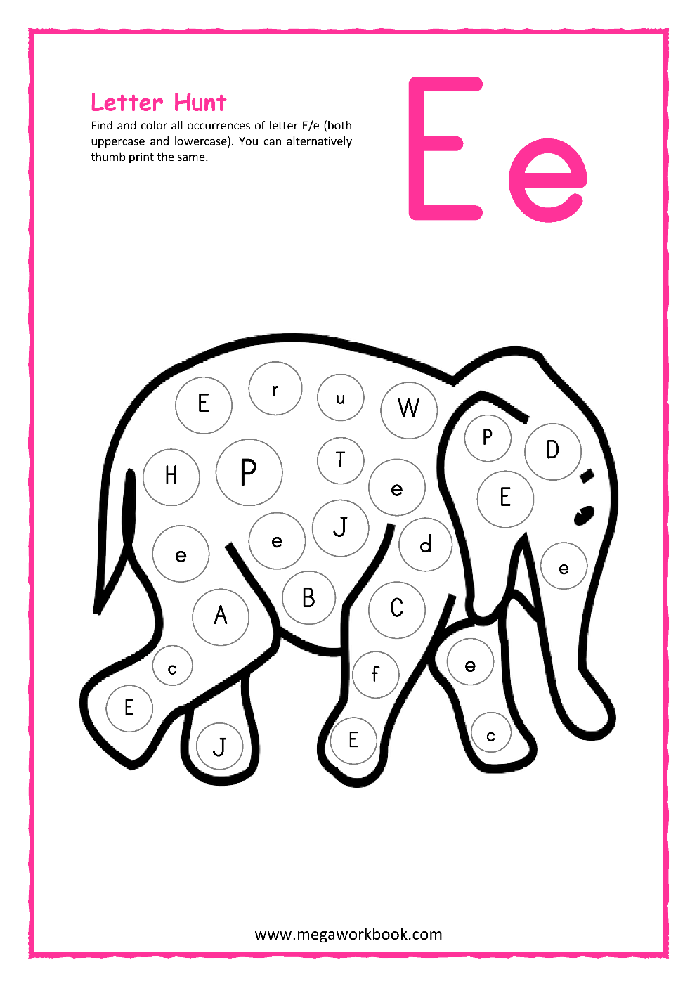 Letter E Printable Worksheets