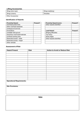 Lifting Plan Template PDF