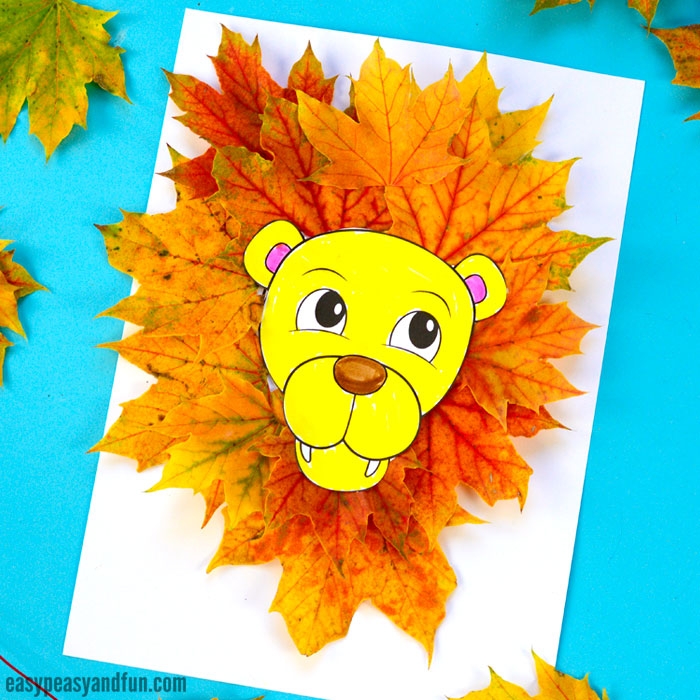 Lion Leaf Craft With Printable Template Printable Templates
