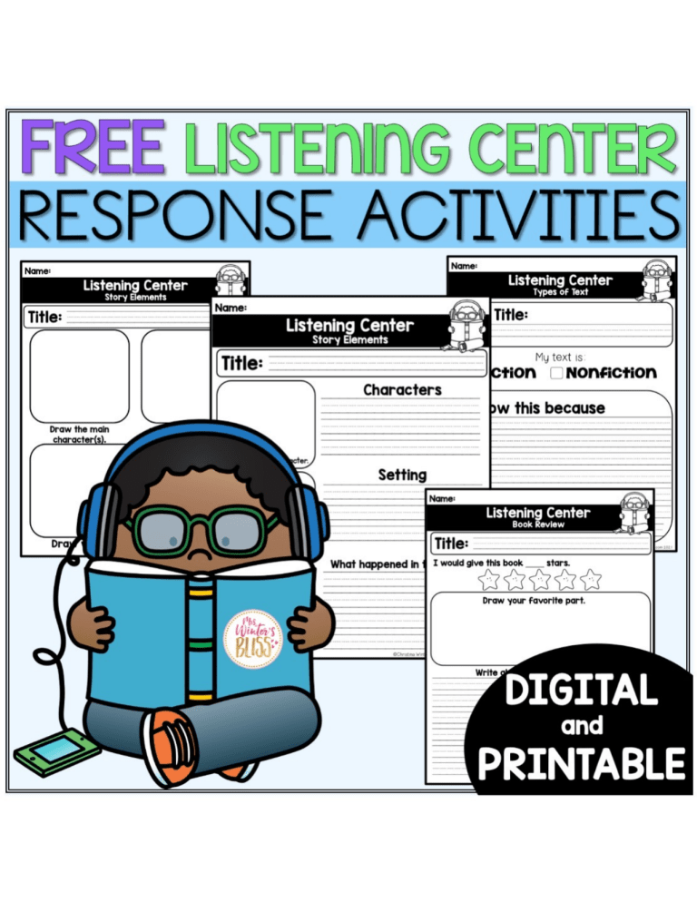 Listening Center Response Activities Worksheet