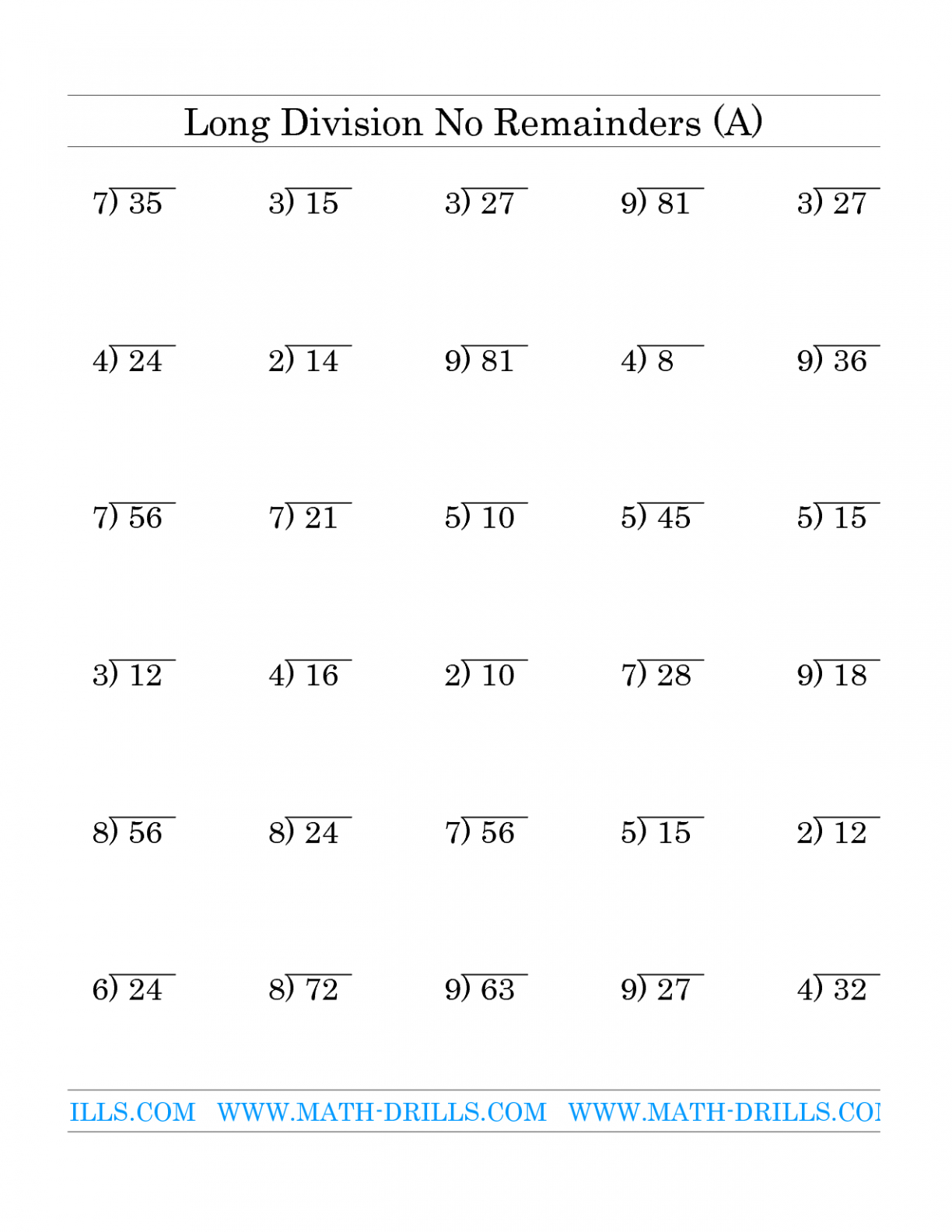Long Division Worksheet Free Printable Long Division Worksheets