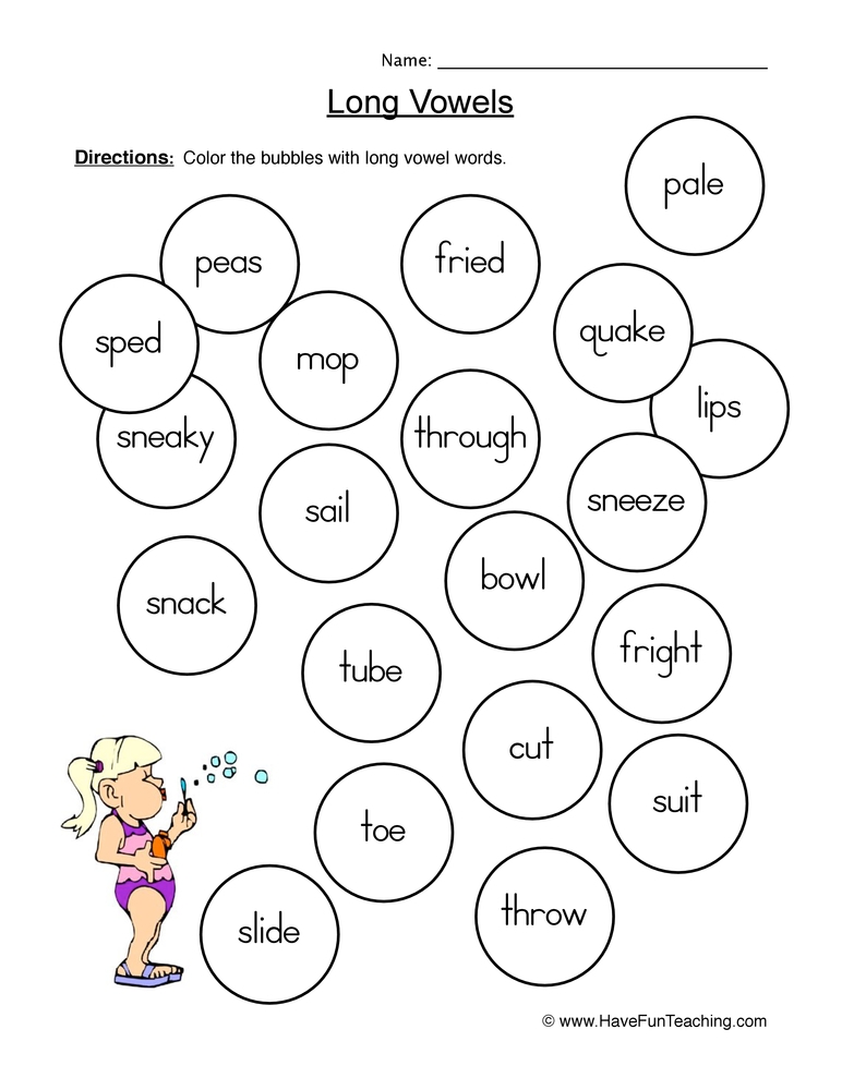 Long Vowels Worksheet 4 FreePrintableTM