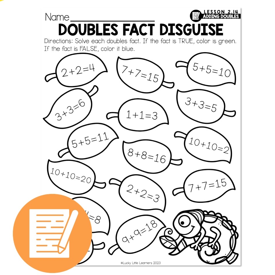 Lucky To Learn Math 1st Grade Lesson 2 14 Adding Doubles Facts 