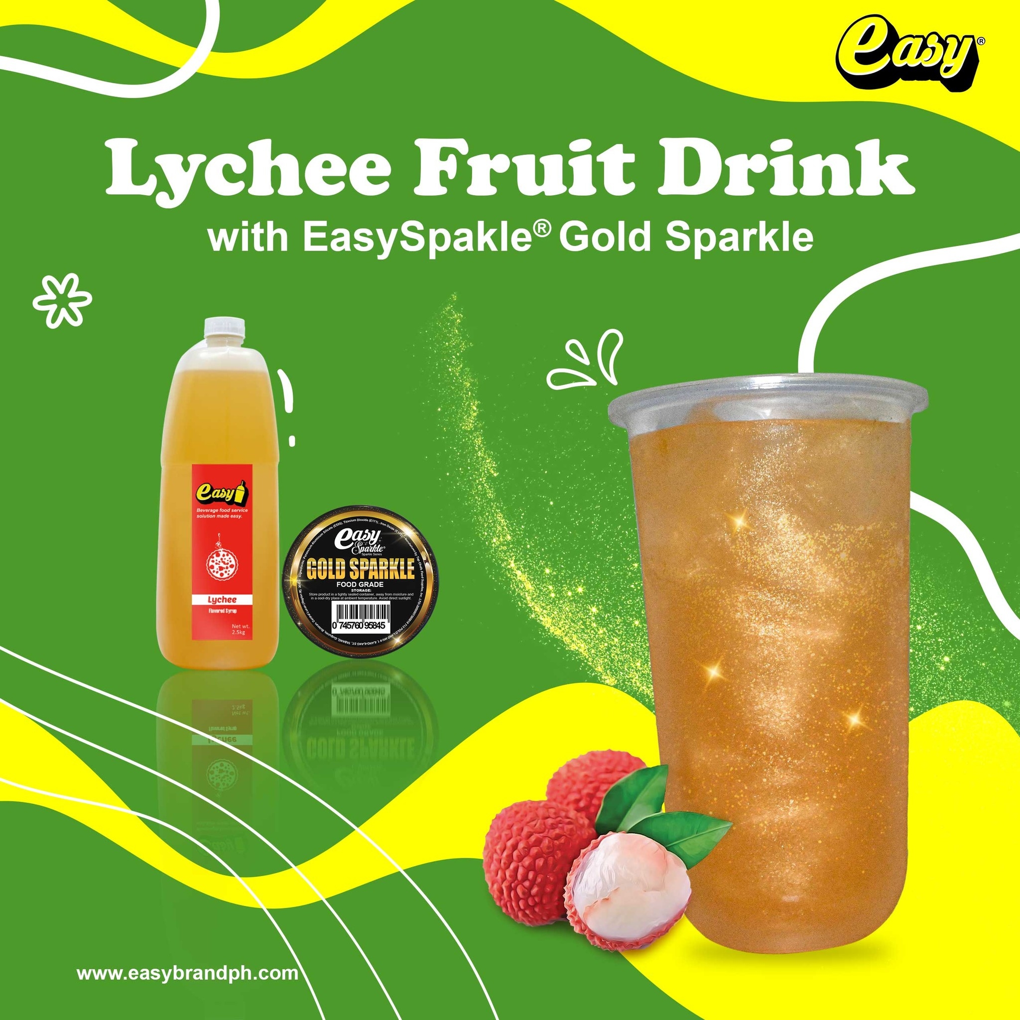 Lychee Fruit Drink Gold Sparkle Easy Brand
