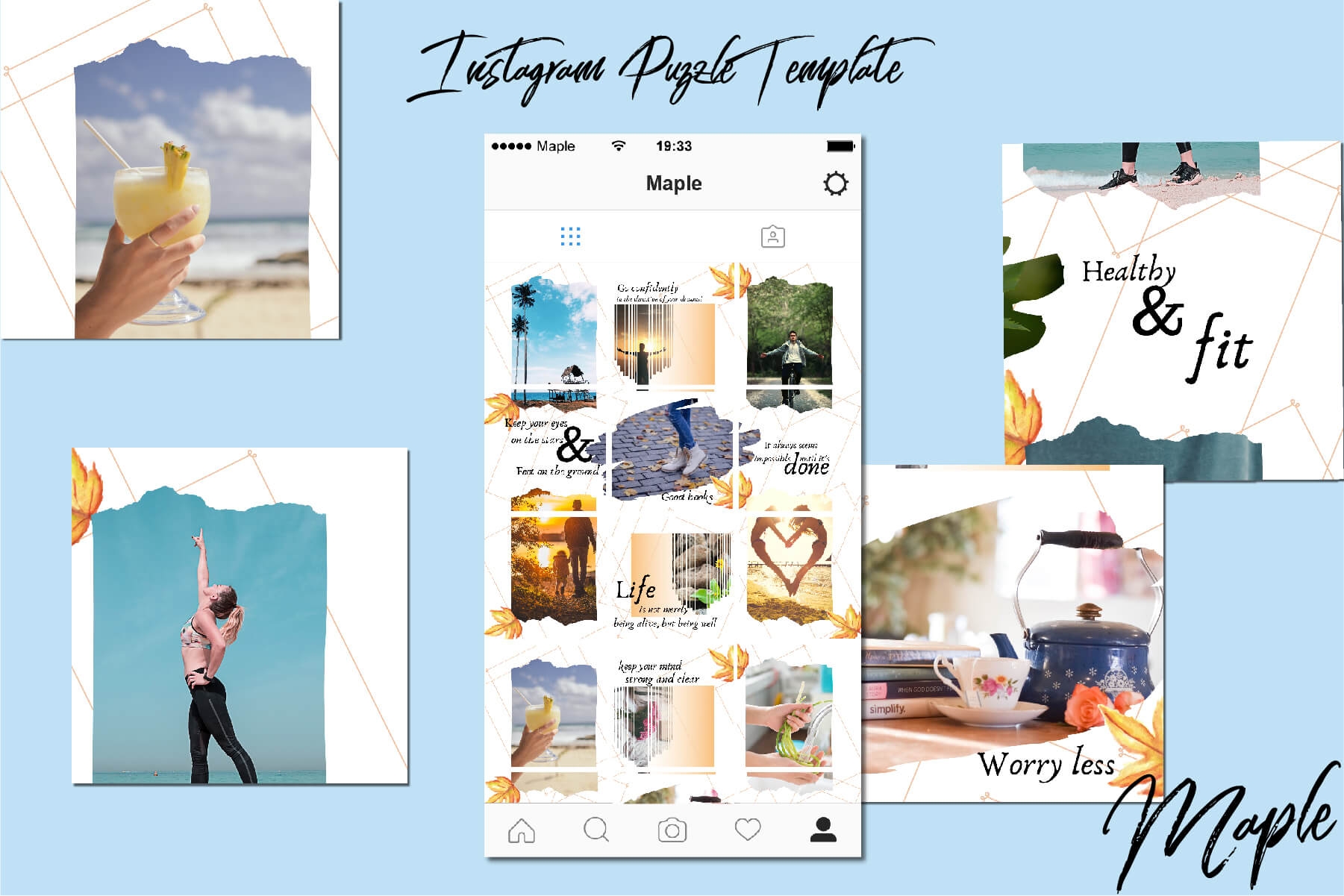 Maple Instagram Puzzle Canva Template Visual Contenting
