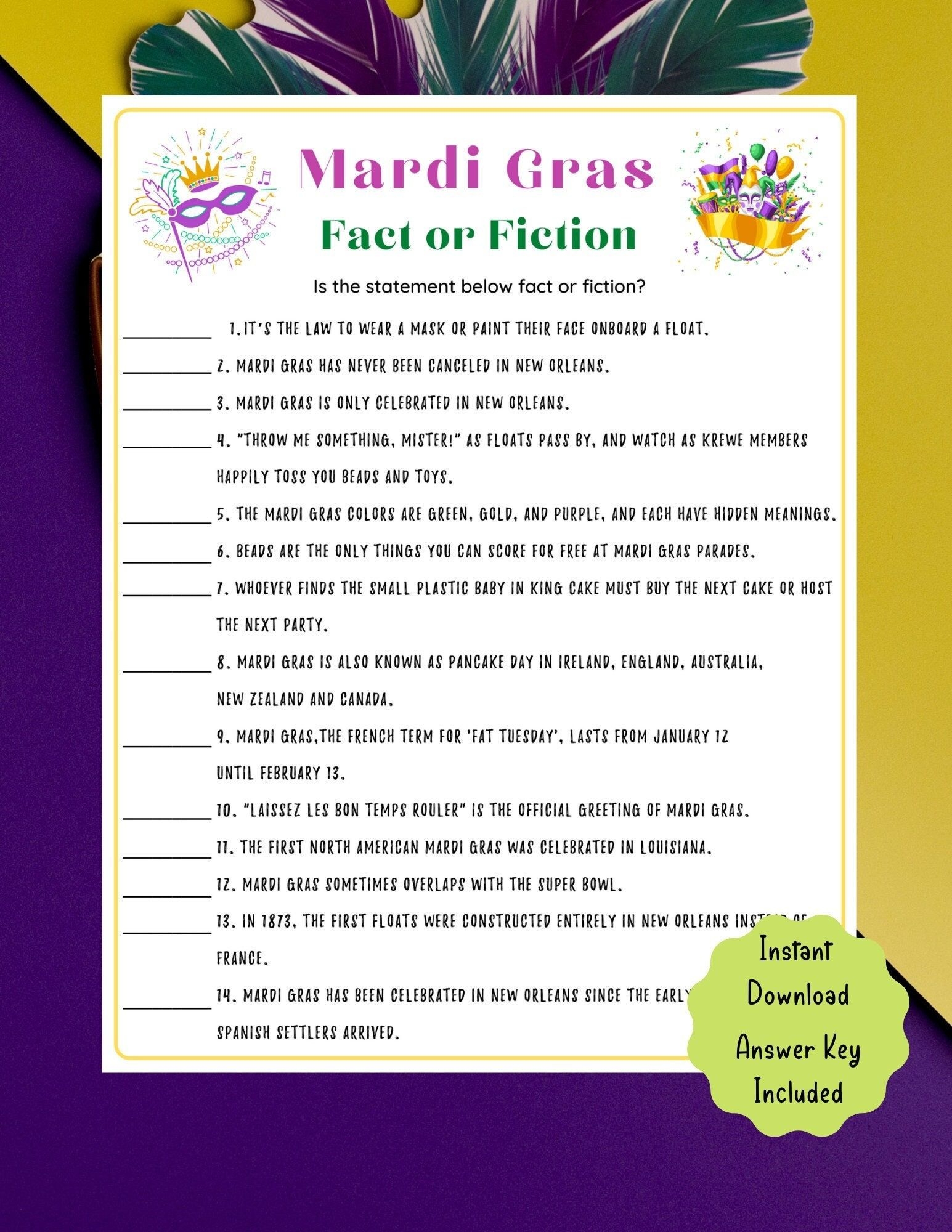 mardi gras printables activities
