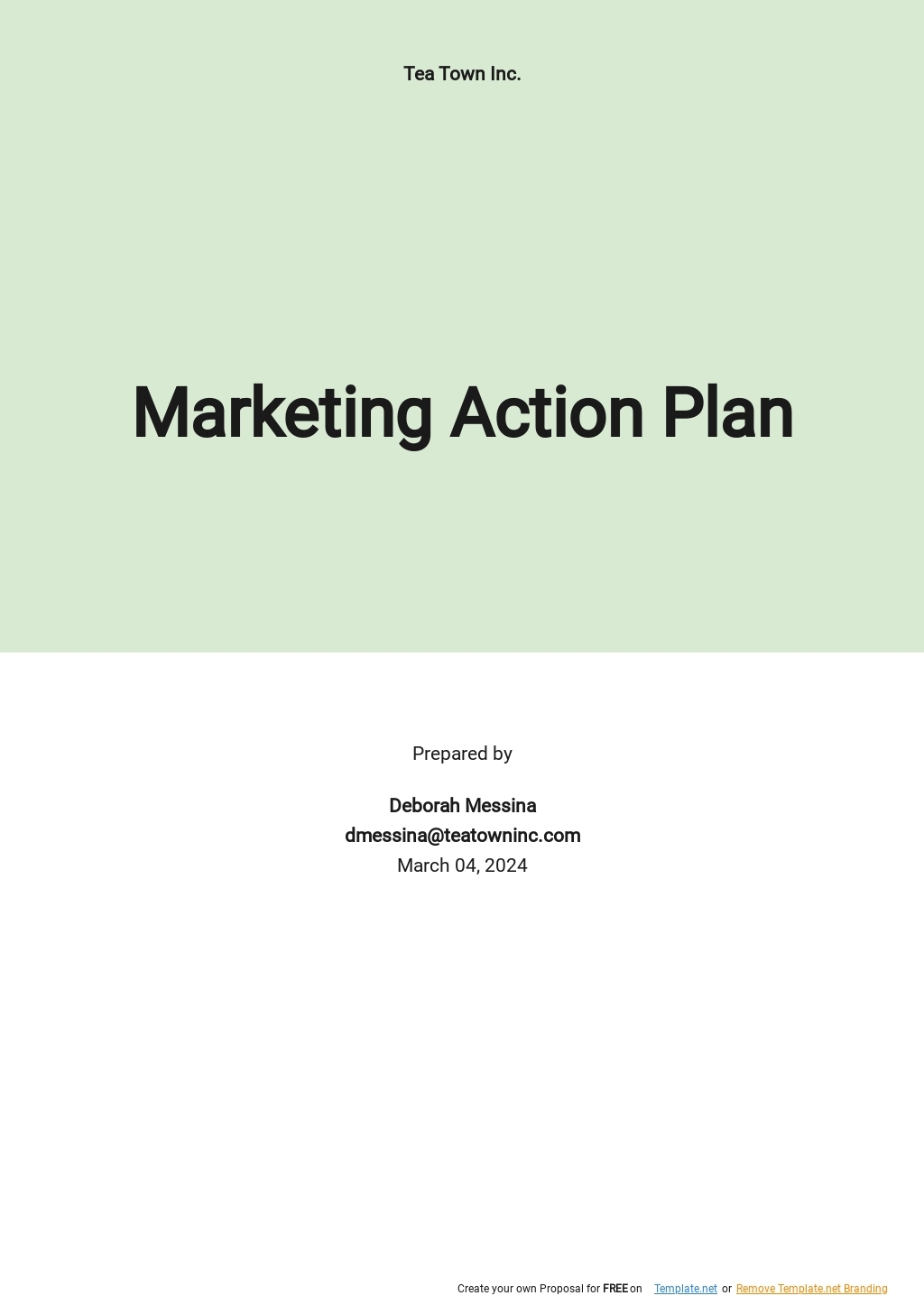 Marketing Action Plan Template Google Docs Word Apple Pages PDF