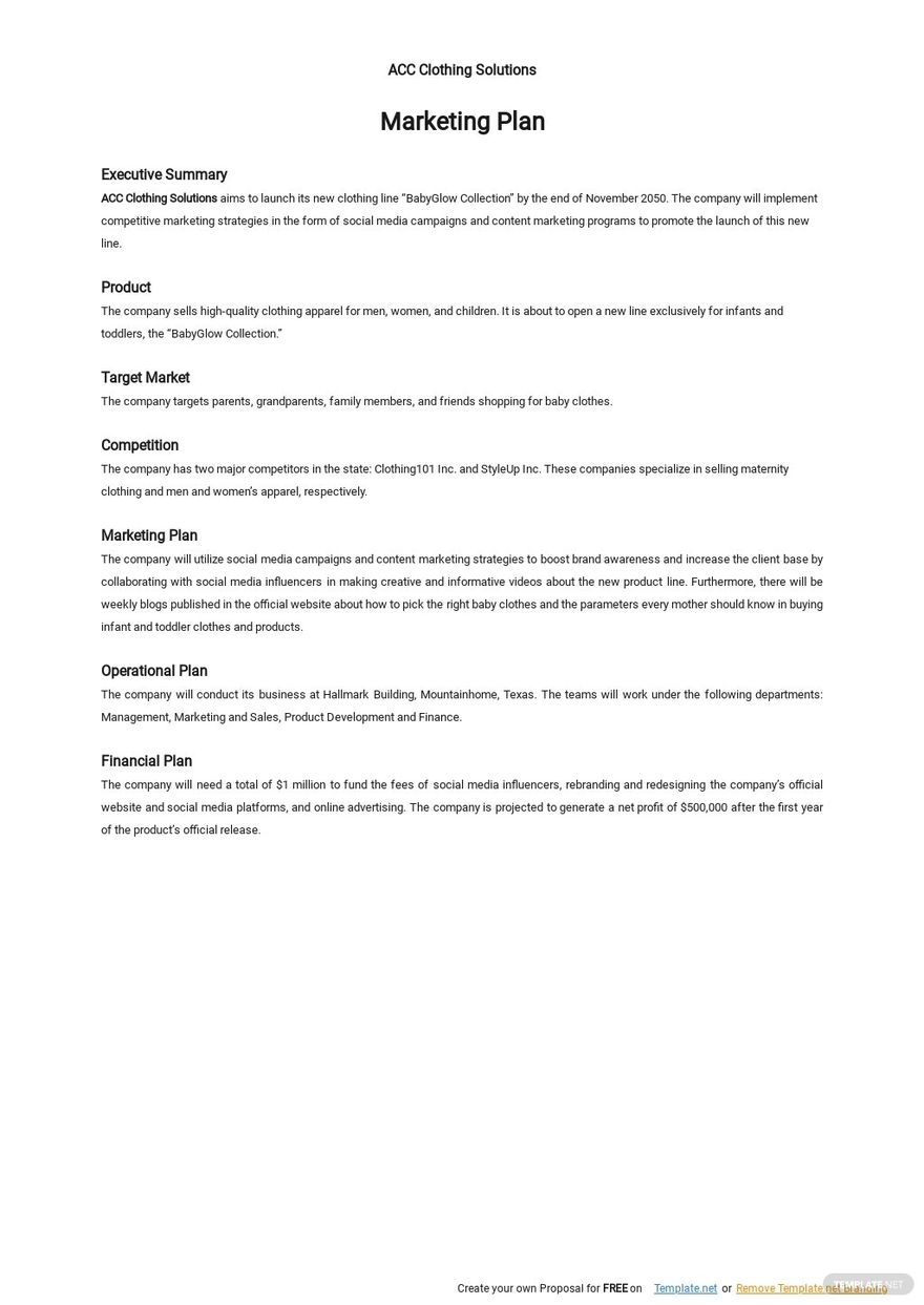 marketing plan template google docs