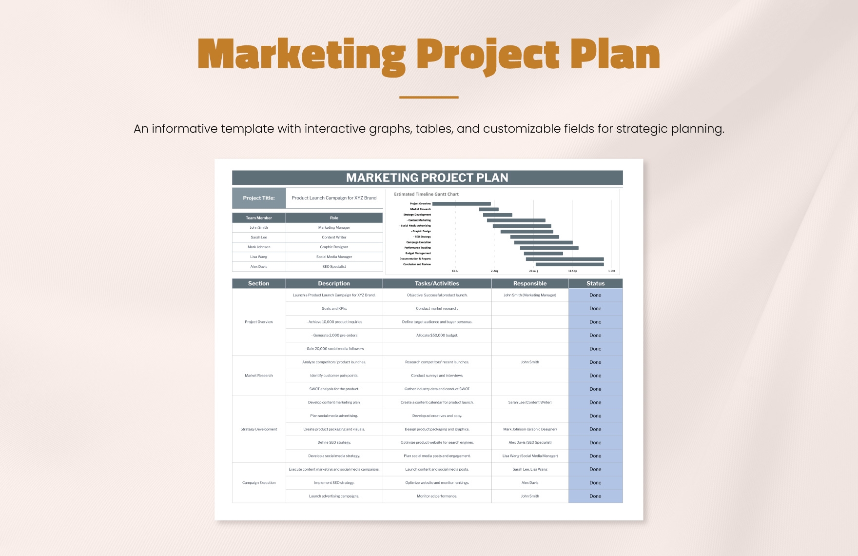 Marketing Project Plan Template In Excel Google Sheets Download