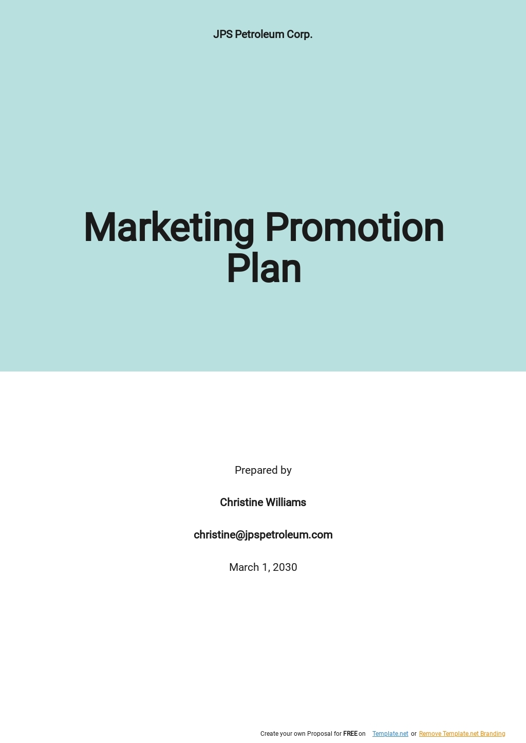 Marketing Promotion Plan Template Google Docs Word Apple Pages 