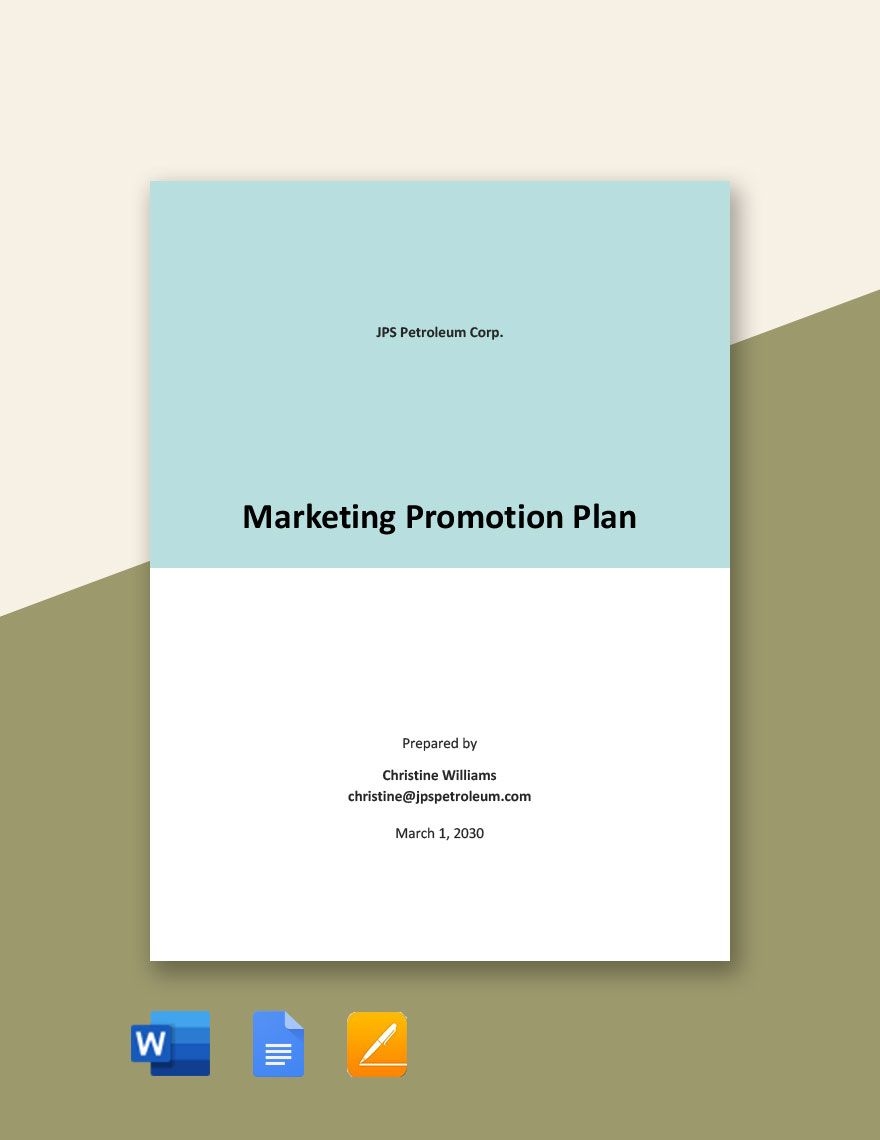 Marketing Promotion Plan Template In Word Google Docs Pages 