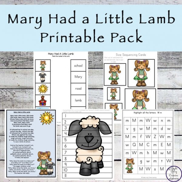 mary had a little lamb printable activities