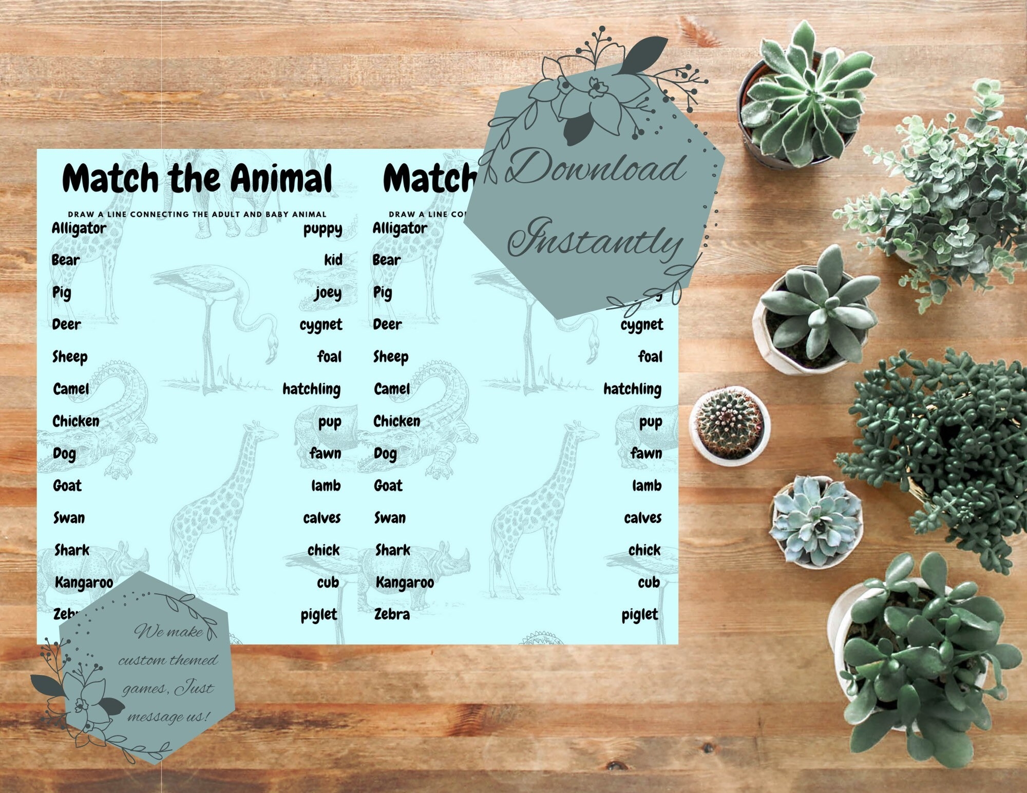 Match The Baby Animal Printable Game Etsy