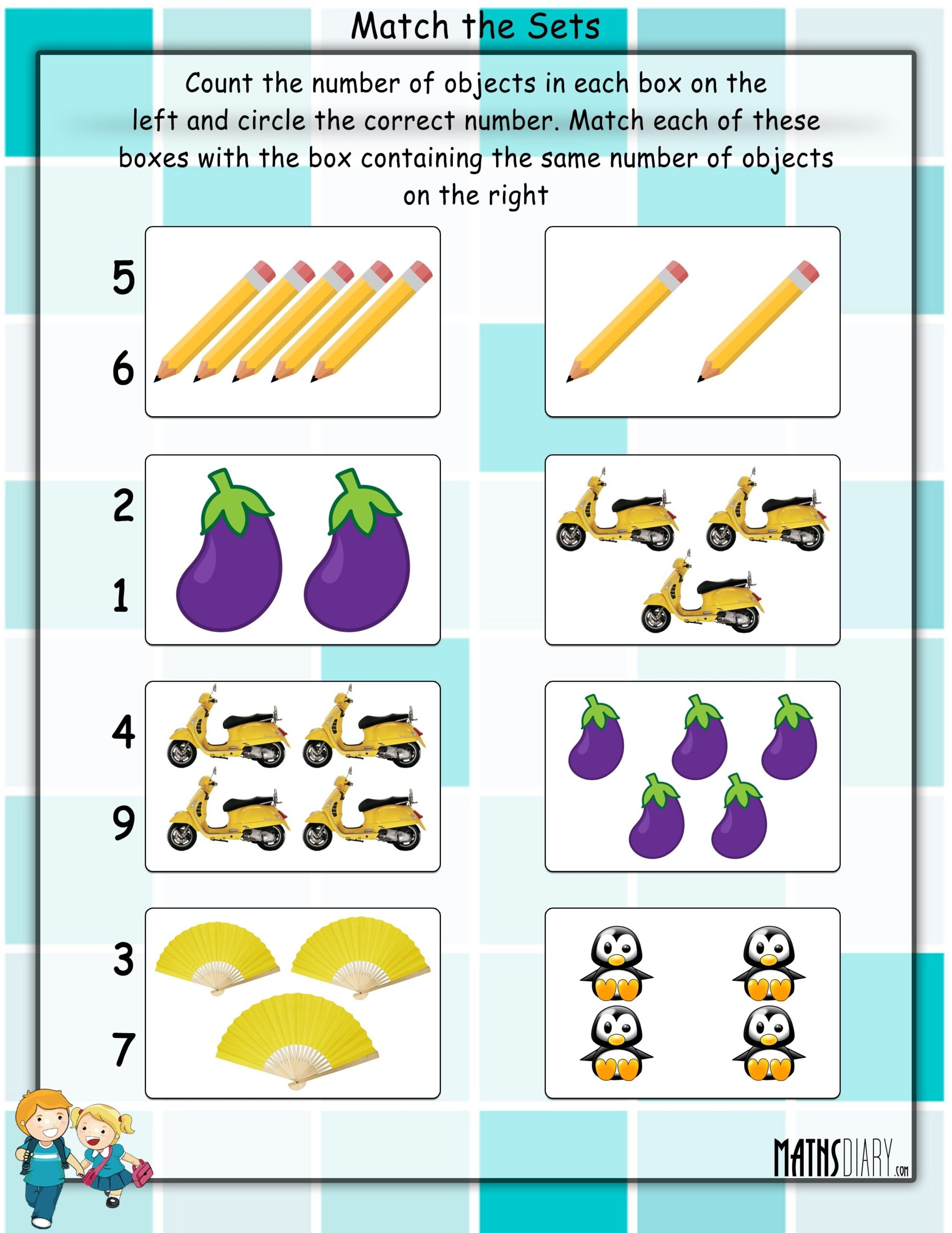 Match The Sets Math Worksheets MathsDiary Worksheets Library