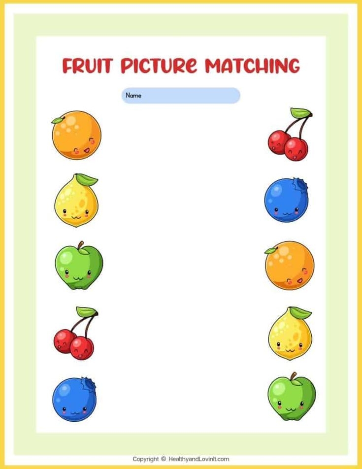 matching activities for kindergarten printable