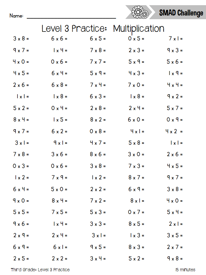 3rd grade math facts worksheets