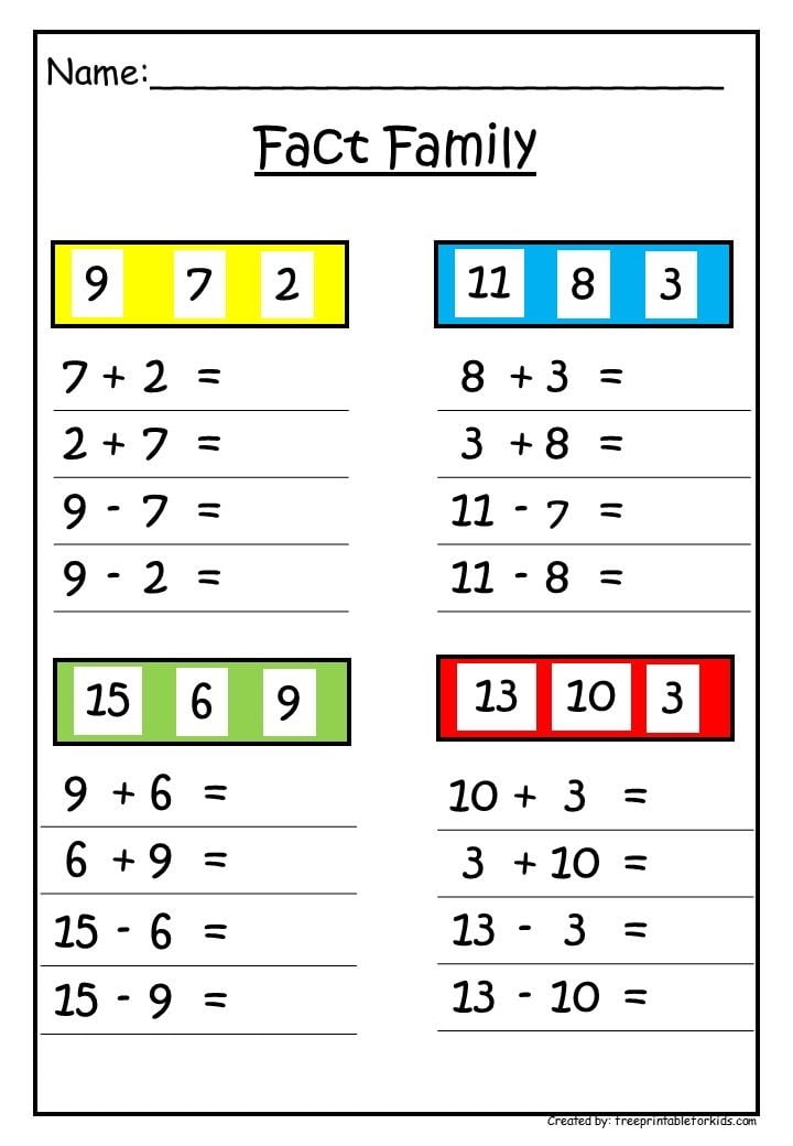 1st grade math facts worksheets