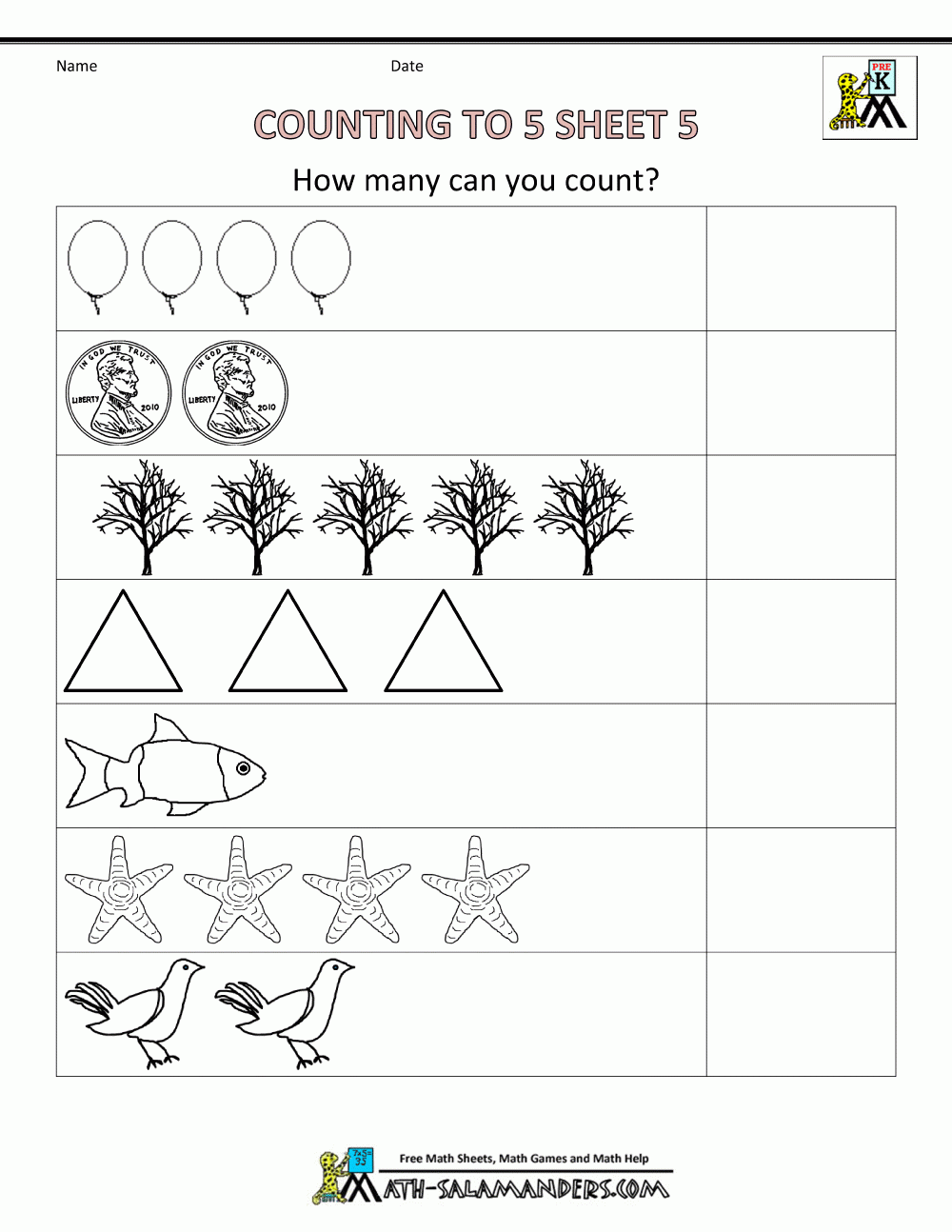 free math worksheets for preschoolers
