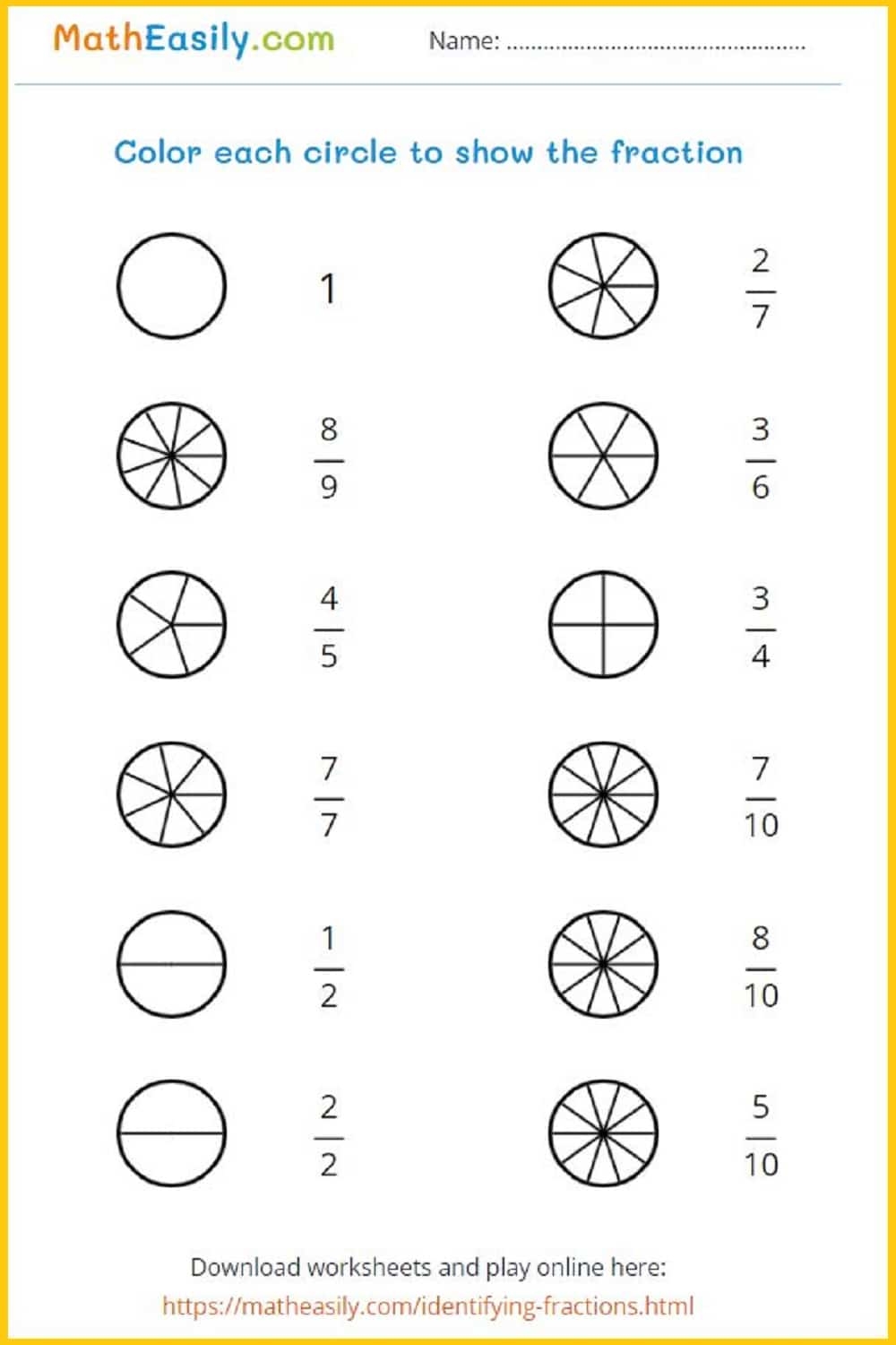 fractions math worksheets