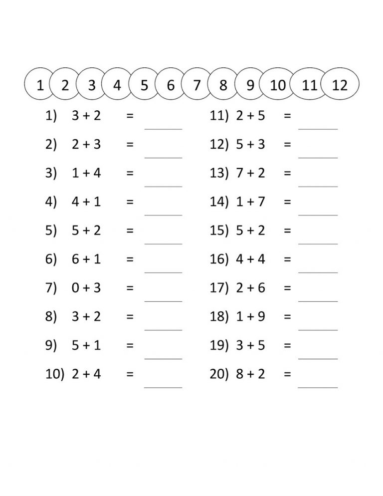 1st grade math worksheets addition