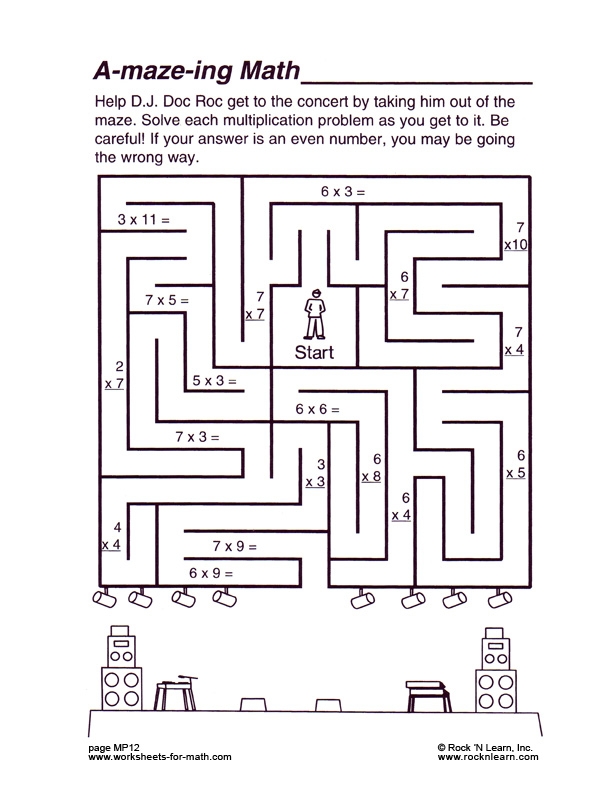 Math Maze Worksheets