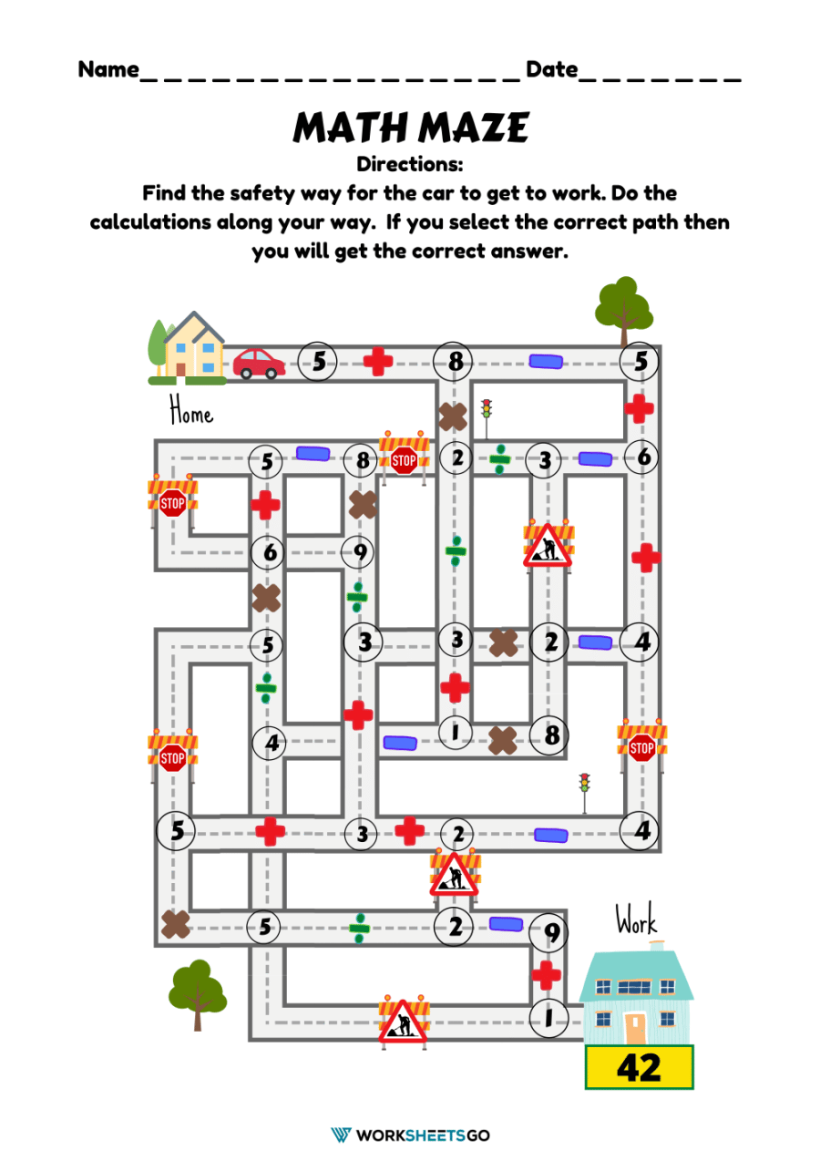Math Maze Worksheets Worksheets GO