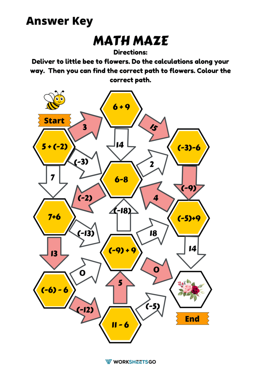 math maze worksheets