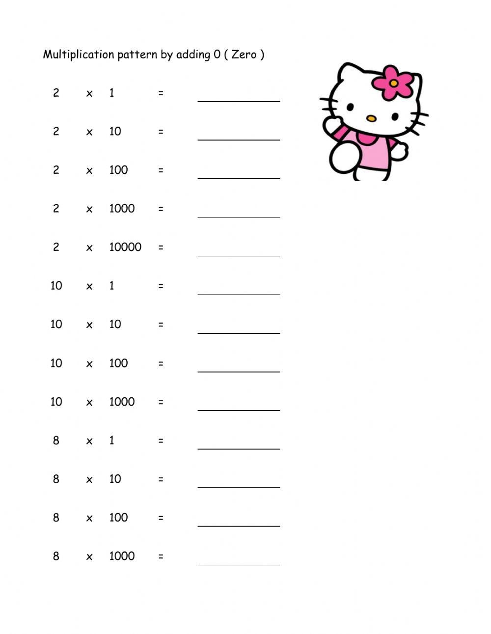 hello kitty math worksheets