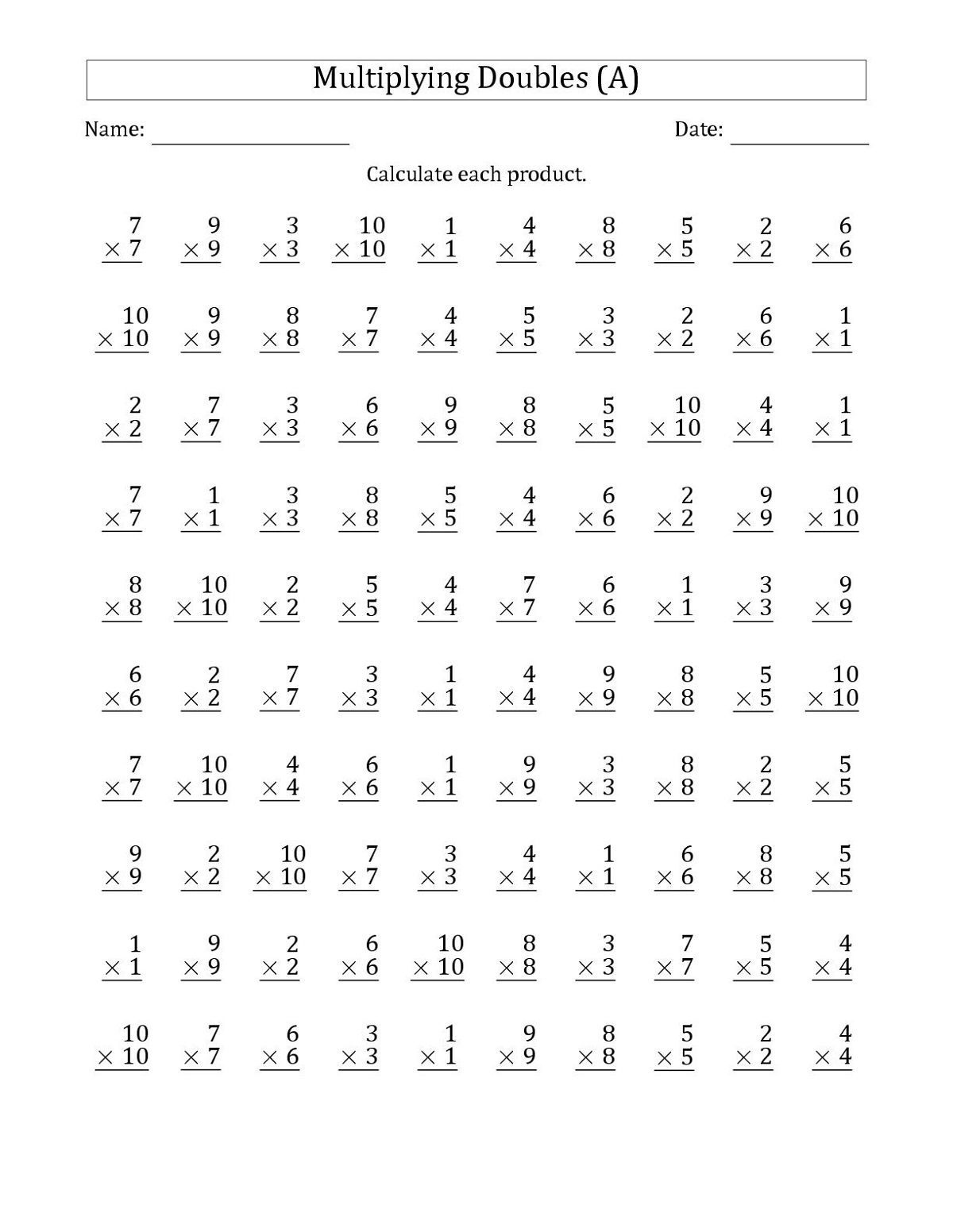 Math Worksheets For Multiplication Multiplication Worksheets