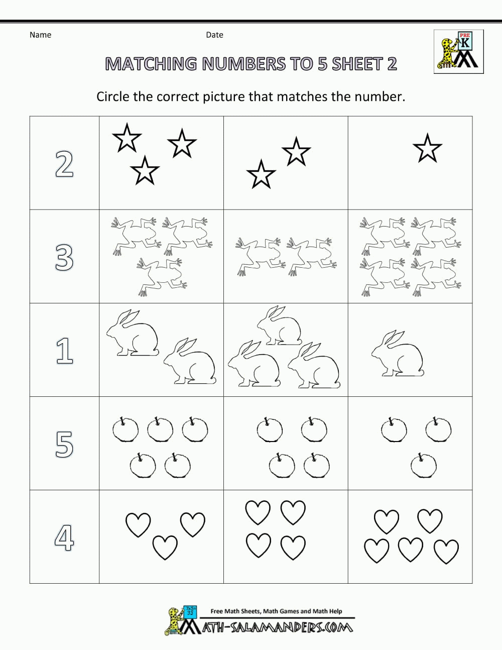 Math Worksheets Preschool Kindergarten Db excel