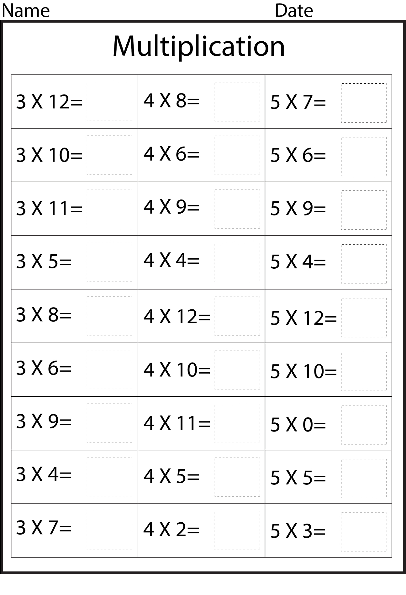 Maths Tables Practice Worksheets