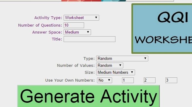 Maths Worksheet Generator