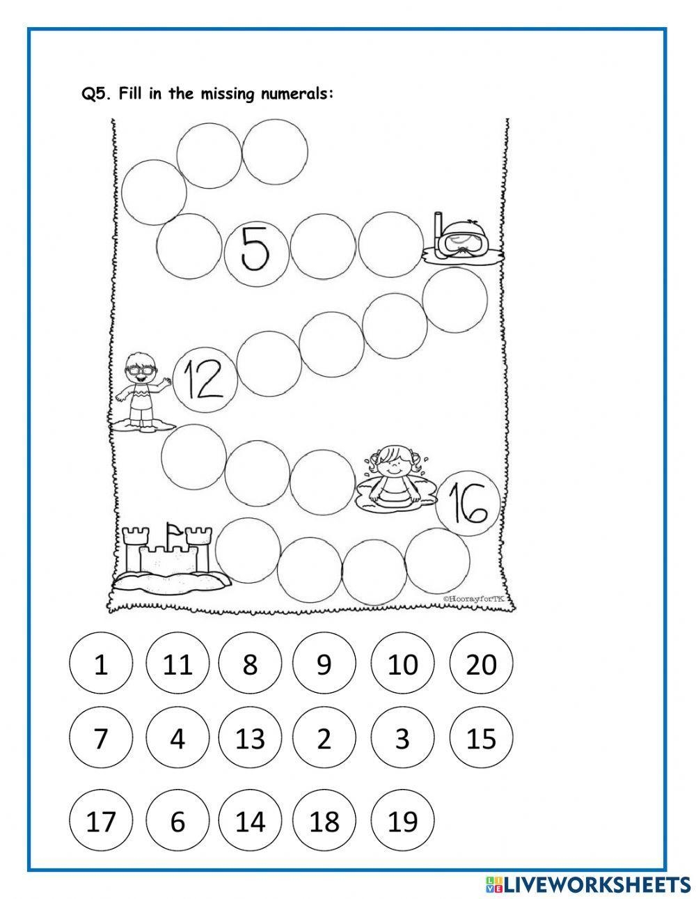 Maths Worksheet Kindergarten Interactive Worksheet Live Worksheets