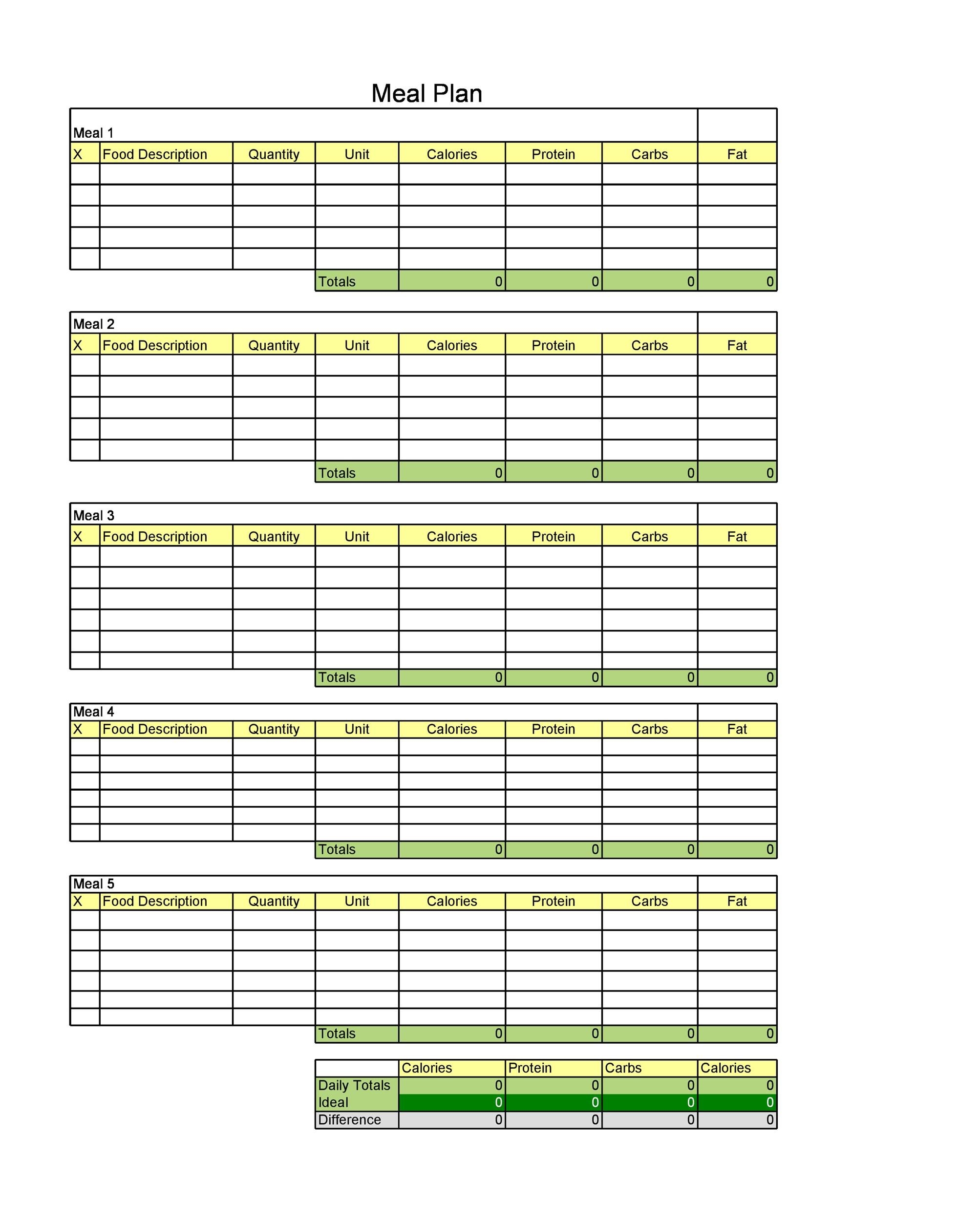 Meal Plan Pdf Template