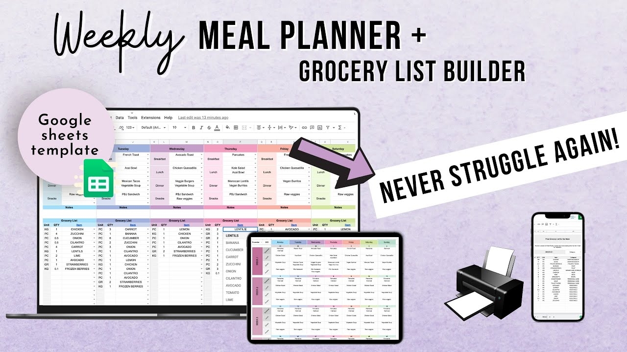 Meal Plan Spreadsheet Template Google Sheet Stealthrolf
