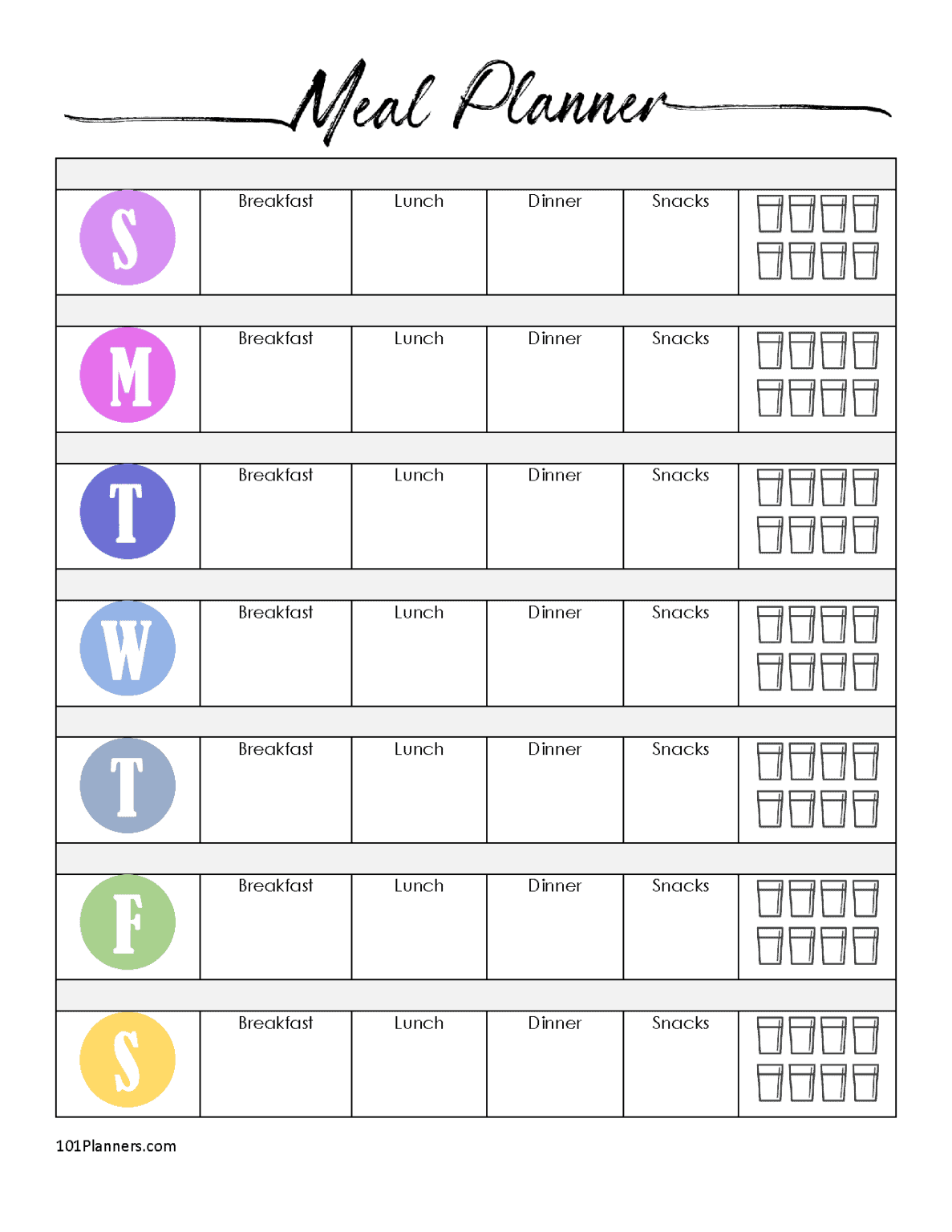 meal plan for the week template