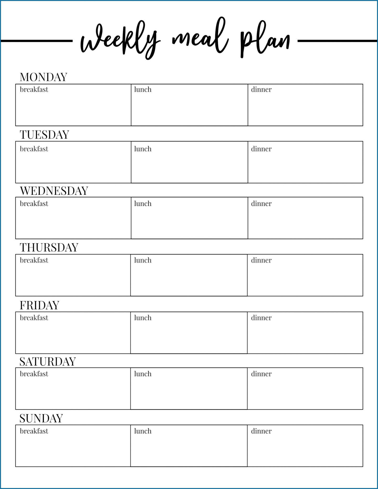 meal planning excel template