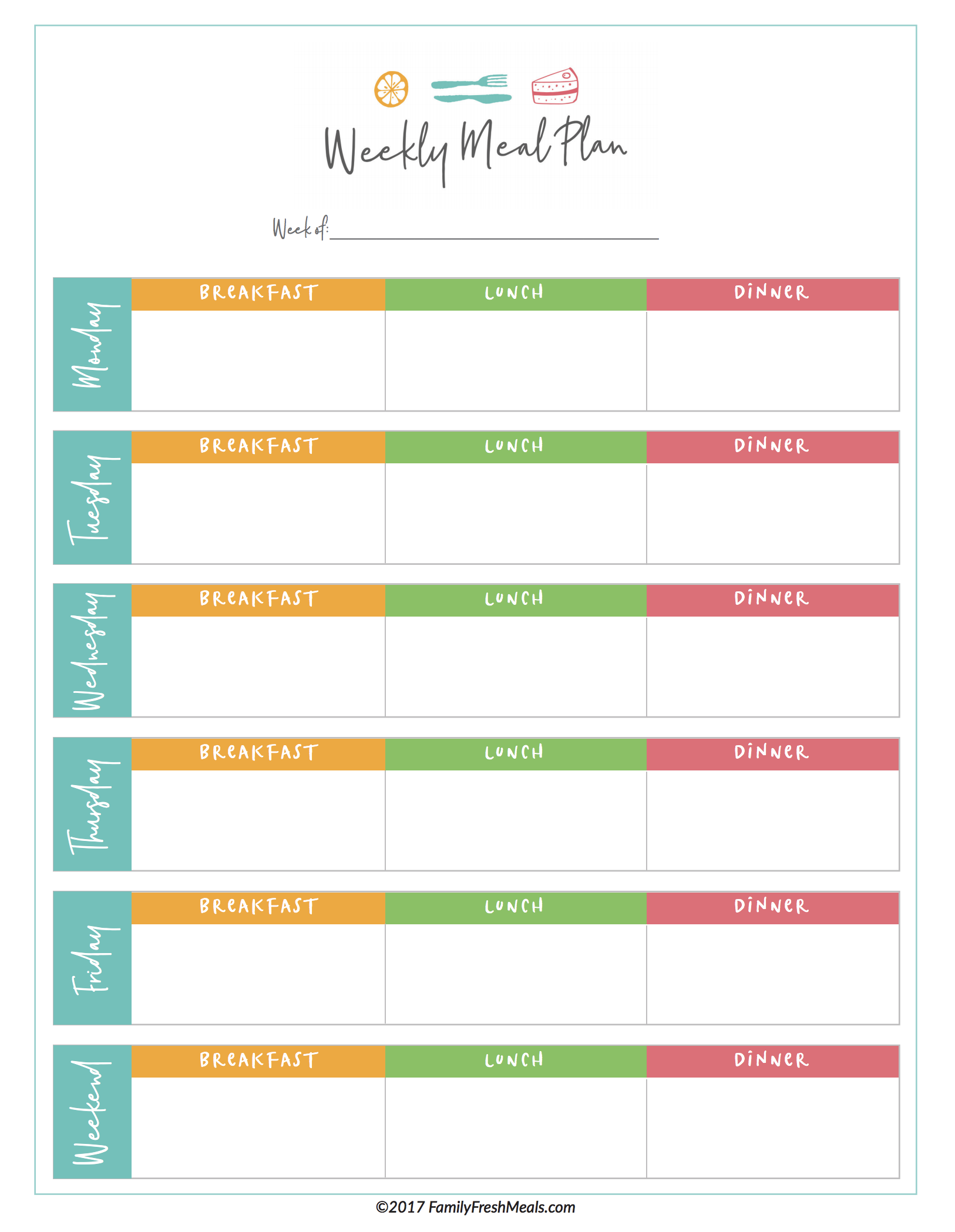 Meal Planning Template Pdf