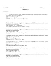 Medication Math Practice Worksheets