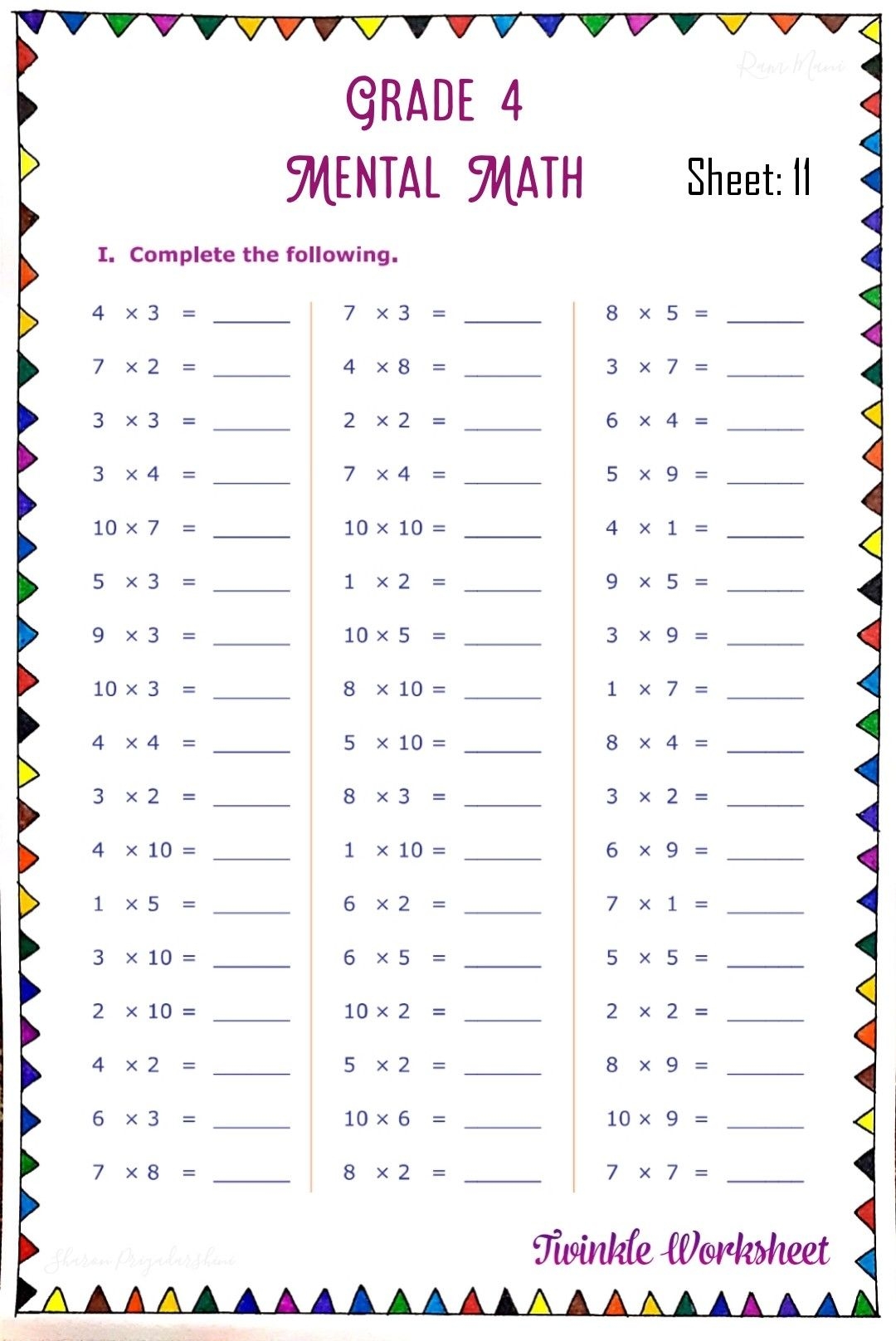 Mental Math Mental Maths Worksheets Math Fact Worksheets Mental Math