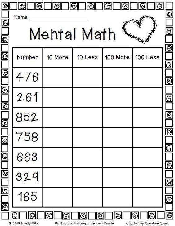 Mental Math Practice Worksheets Printable Calendars AT A GLANCE