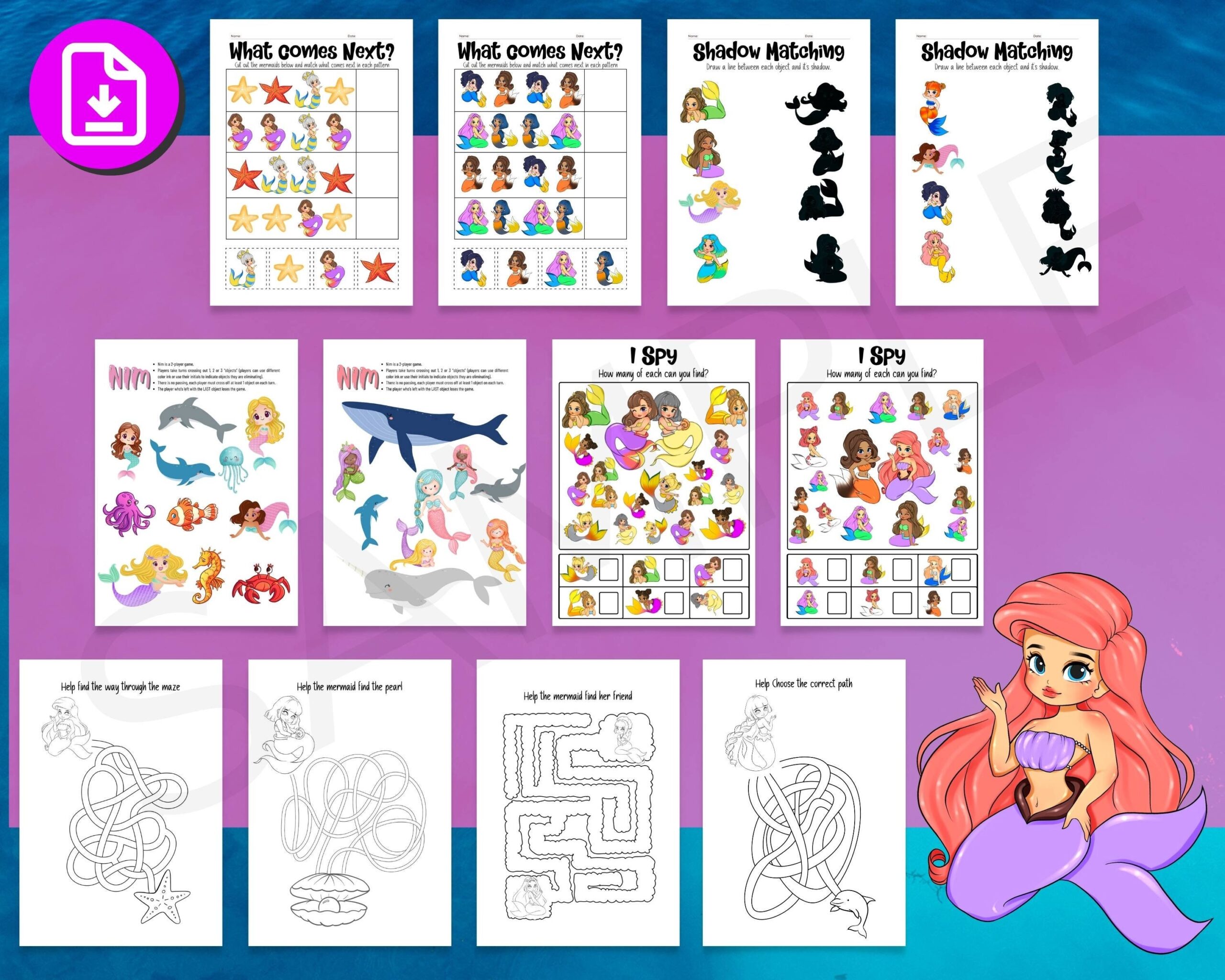little mermaid printable activities