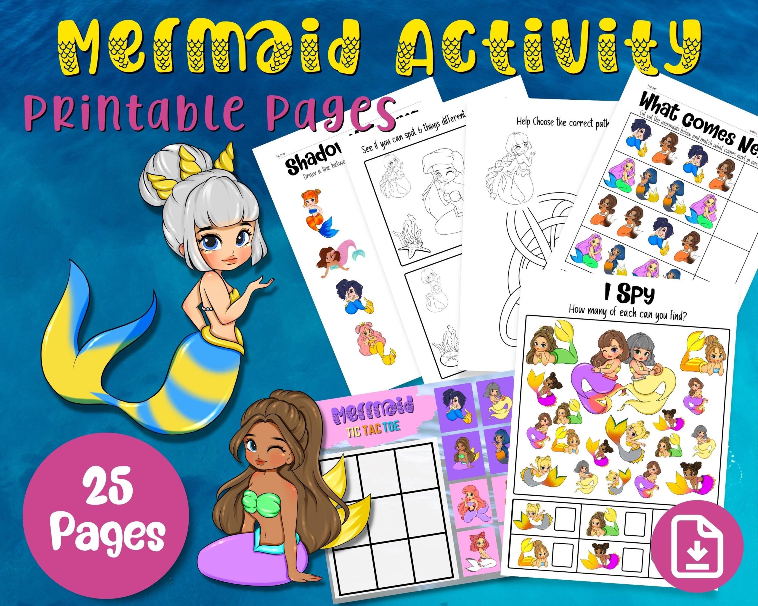 Mermaid Printable Activities For Kids Mermaid Activity Sheet Mermaid 