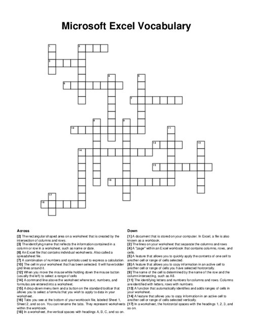 crossword puzzle template microsoft word