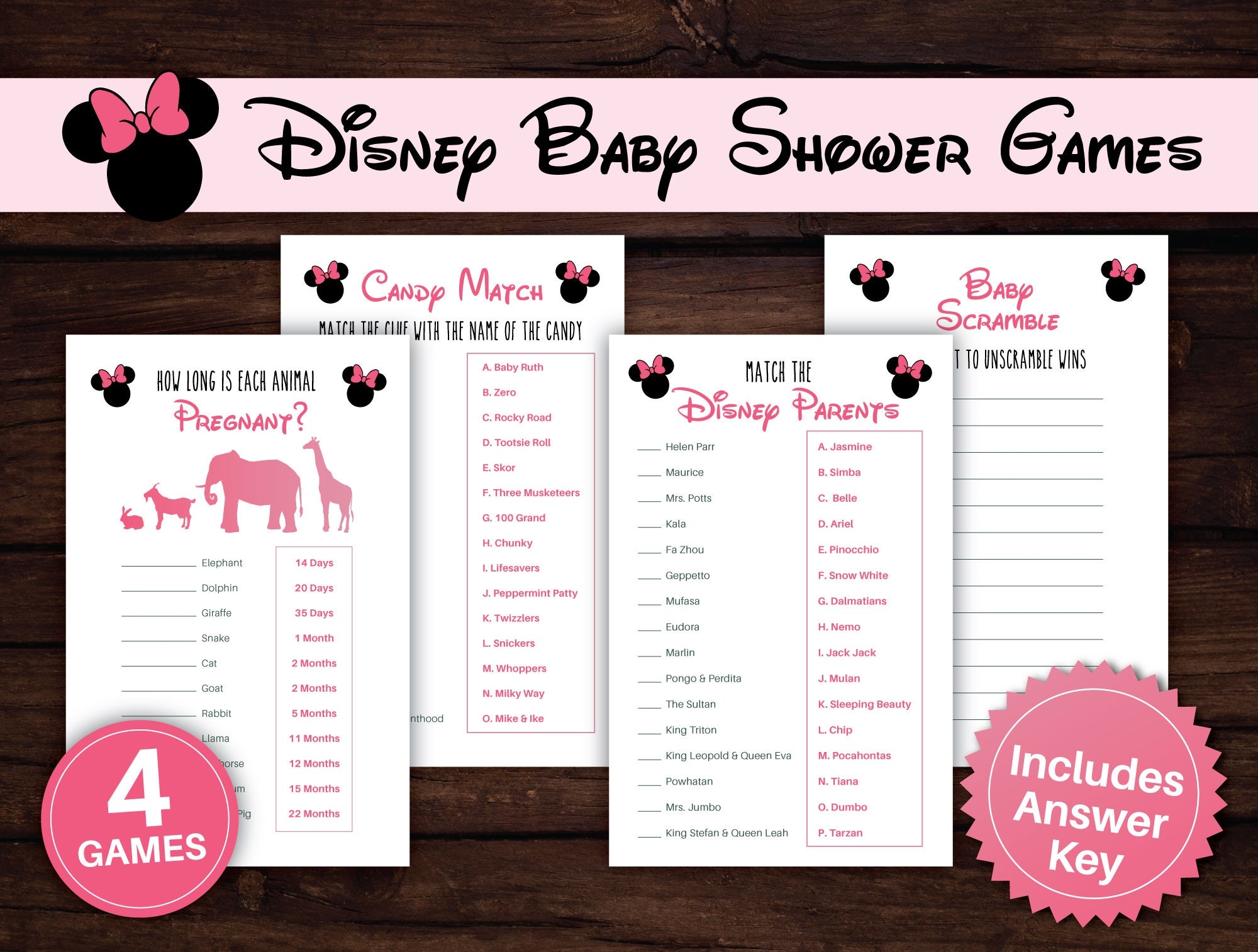 free minnie mouse baby shower games printables