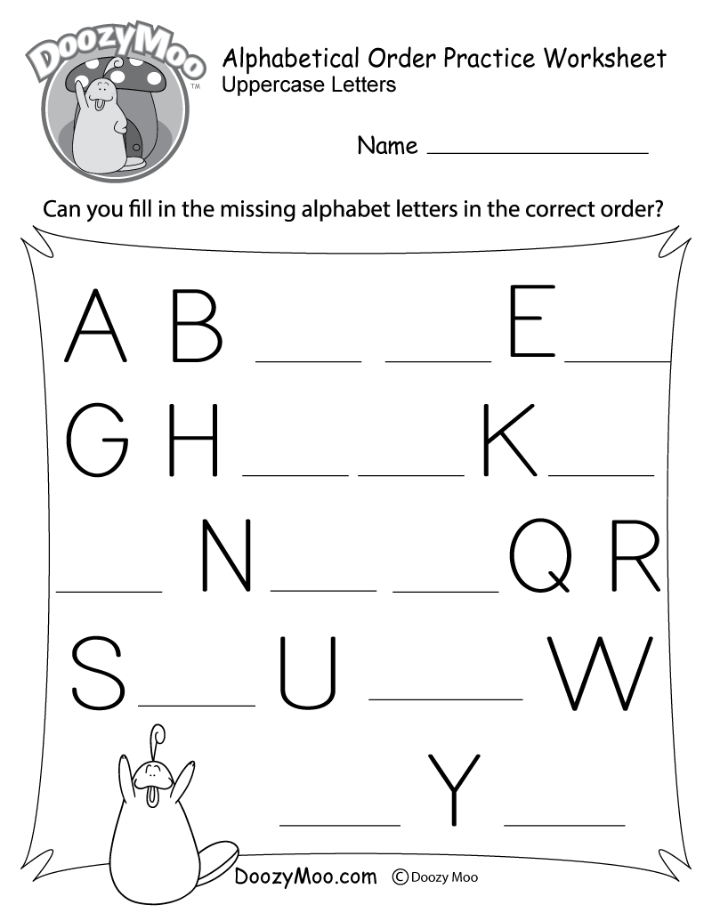 Missing Letter Alphabet Worksheets