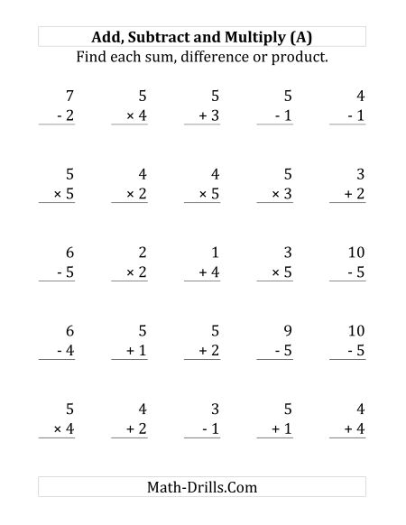 Mixed Operations Math Worksheets Free Worksheets Samples