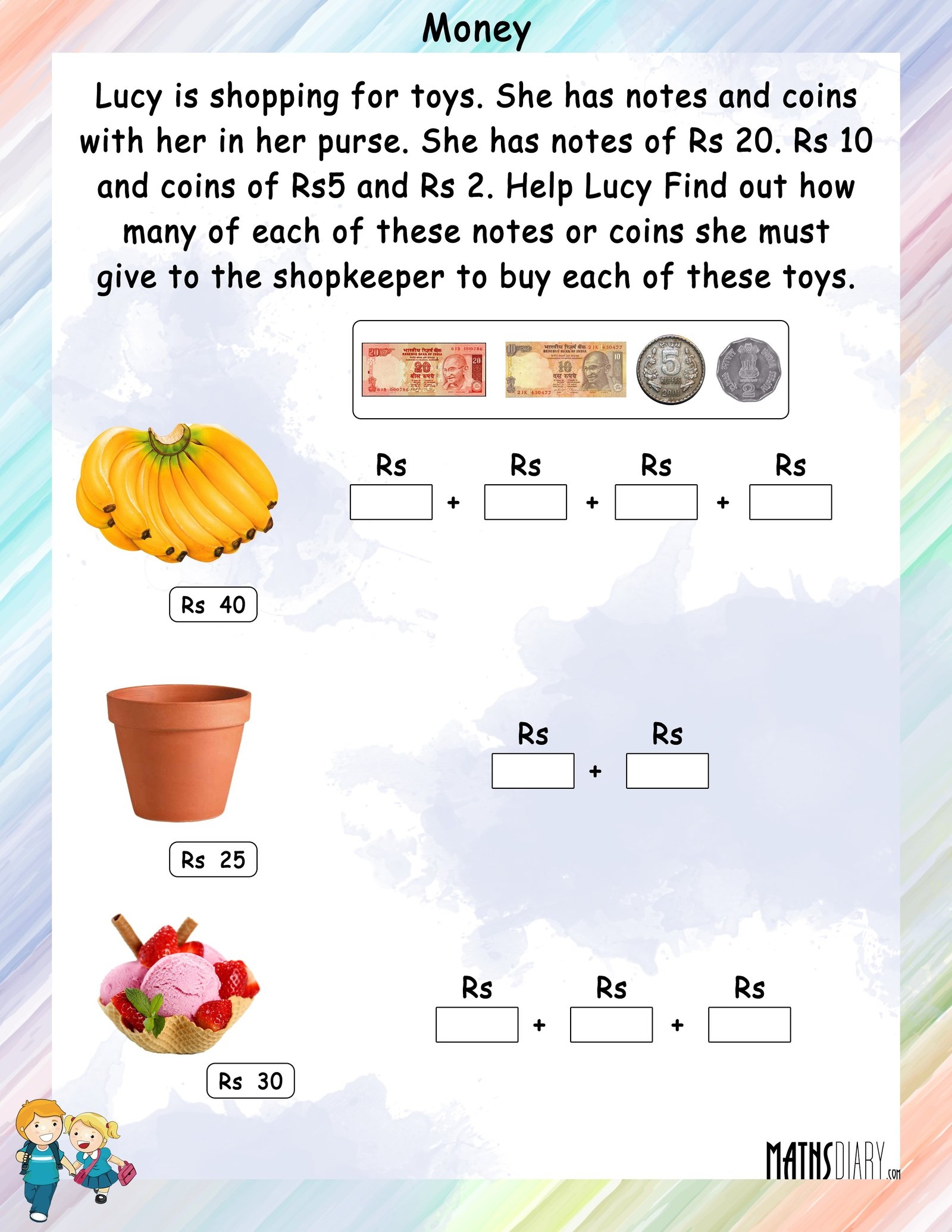 Money Math Worksheets MathsDiary