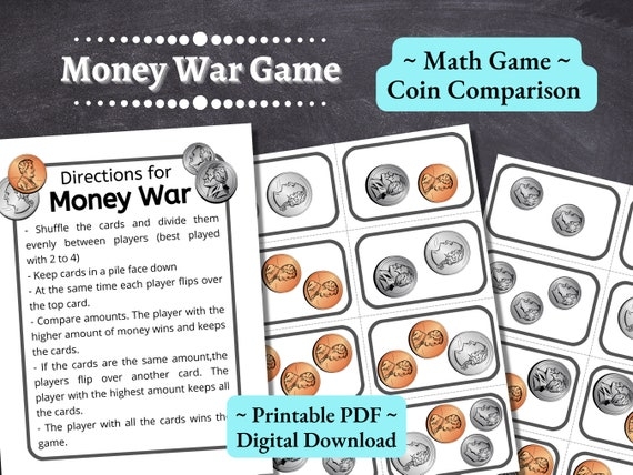 Money War Game Coin Comparison Printable Coin Counting